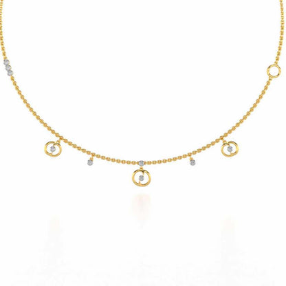 Tri Hanging Drop Silver Necklace - Yellow Gold - Image 2