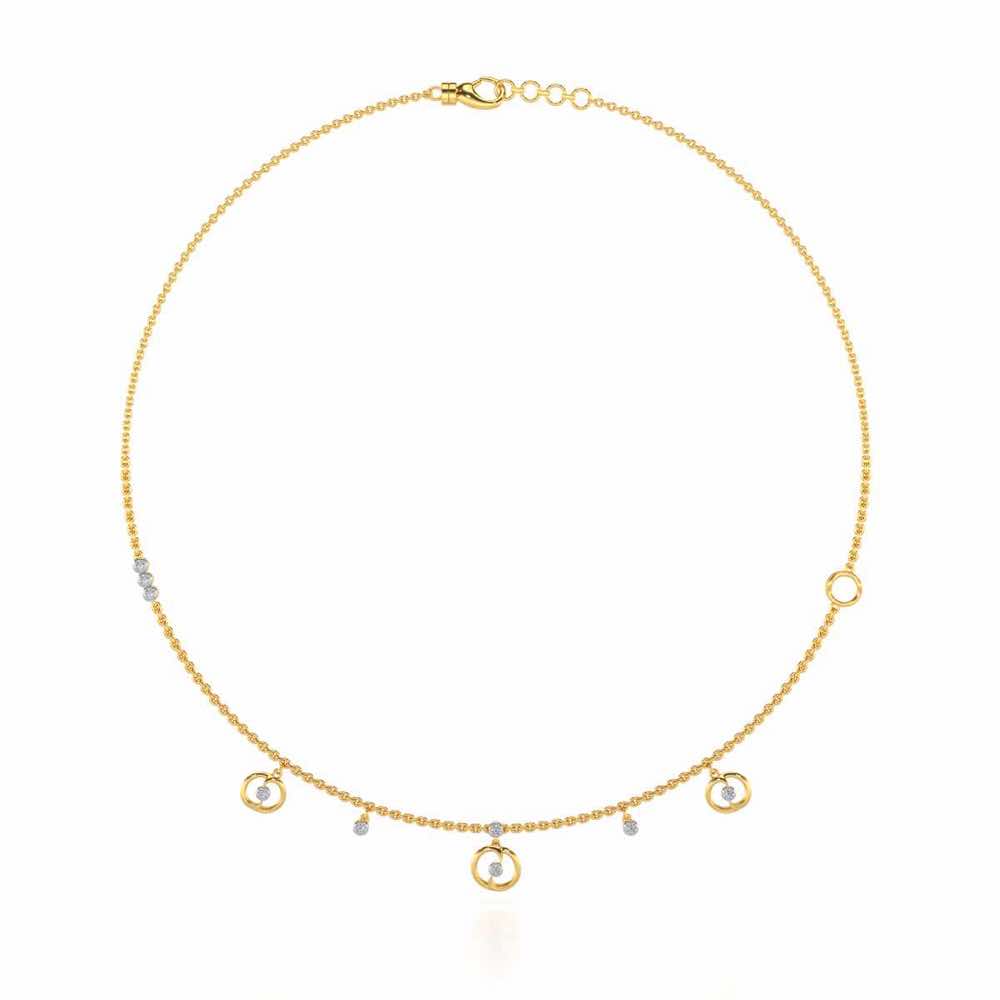 Tri Hanging Drop Silver Necklace - Yellow Gold - Image 3