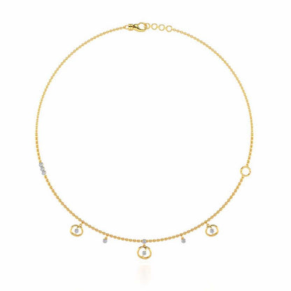 Tri Hanging Drop Silver Necklace - Yellow Gold - Image 3