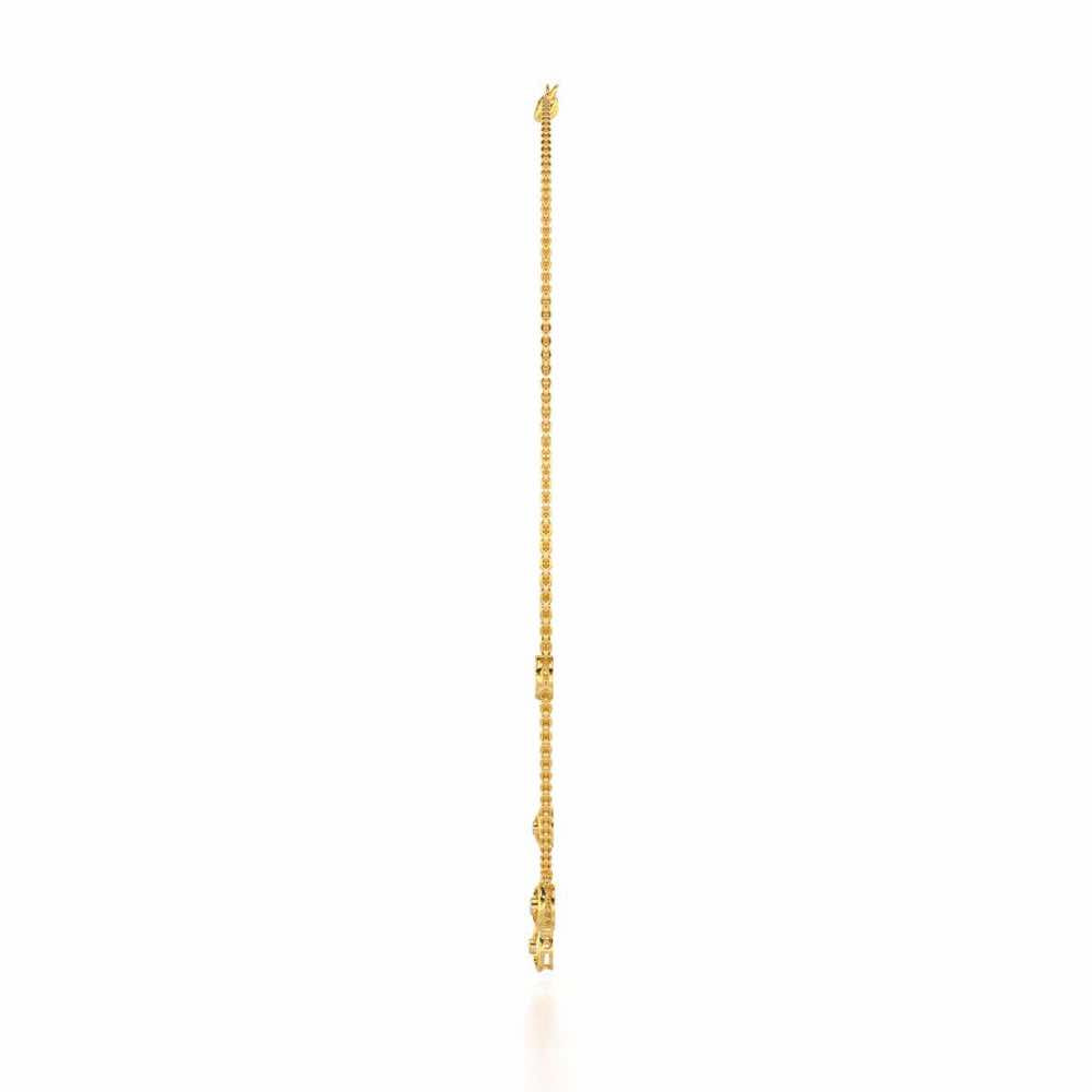 Tri Hanging Drop Silver Necklace - Yellow Gold - Image 4