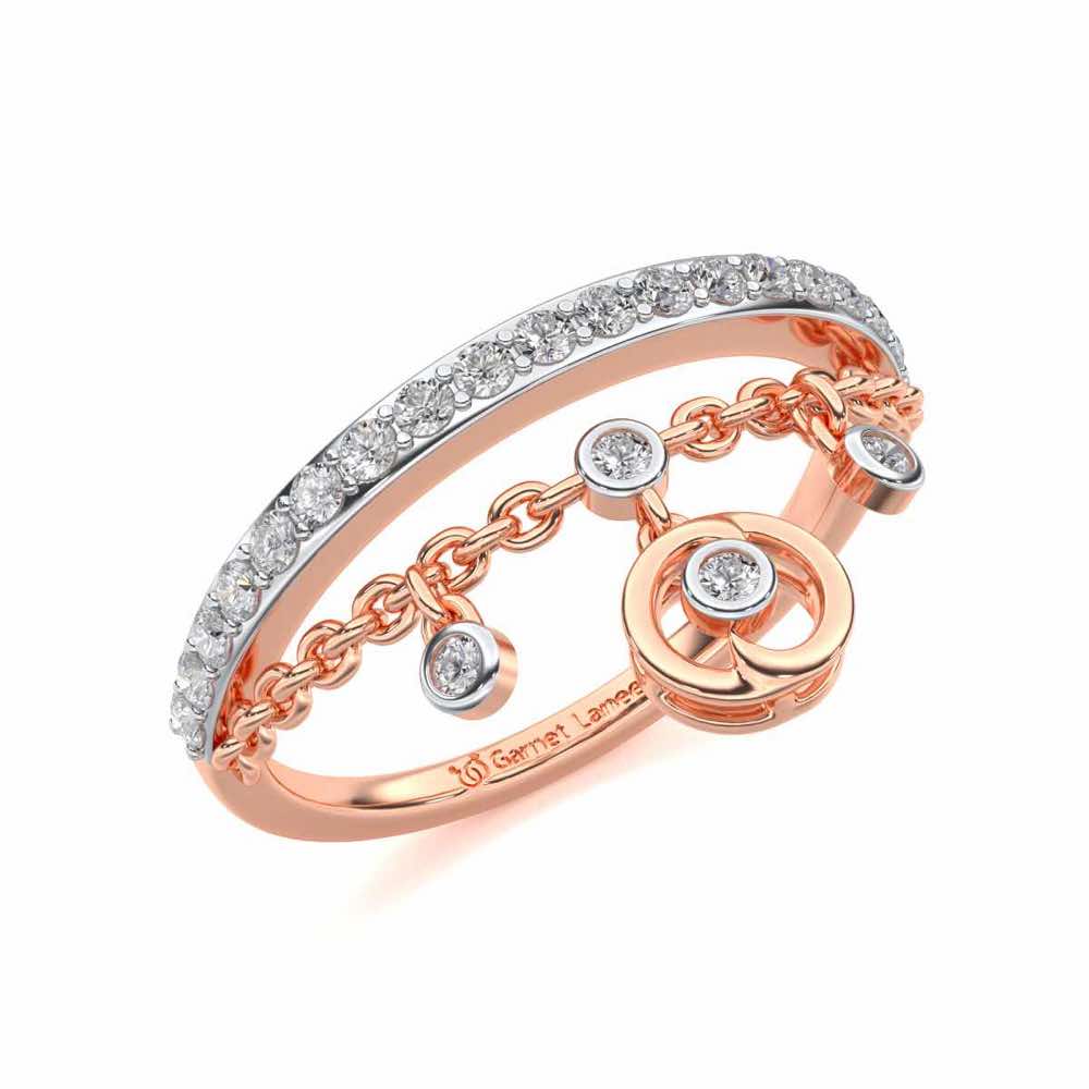 Tri Hanging Drop Silver Ring - Rose Gold - Image 1