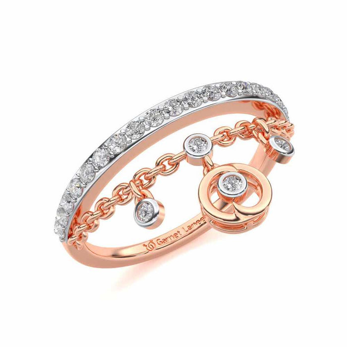 Tri Hanging Drop Silver Ring - Rose Gold - Image 1