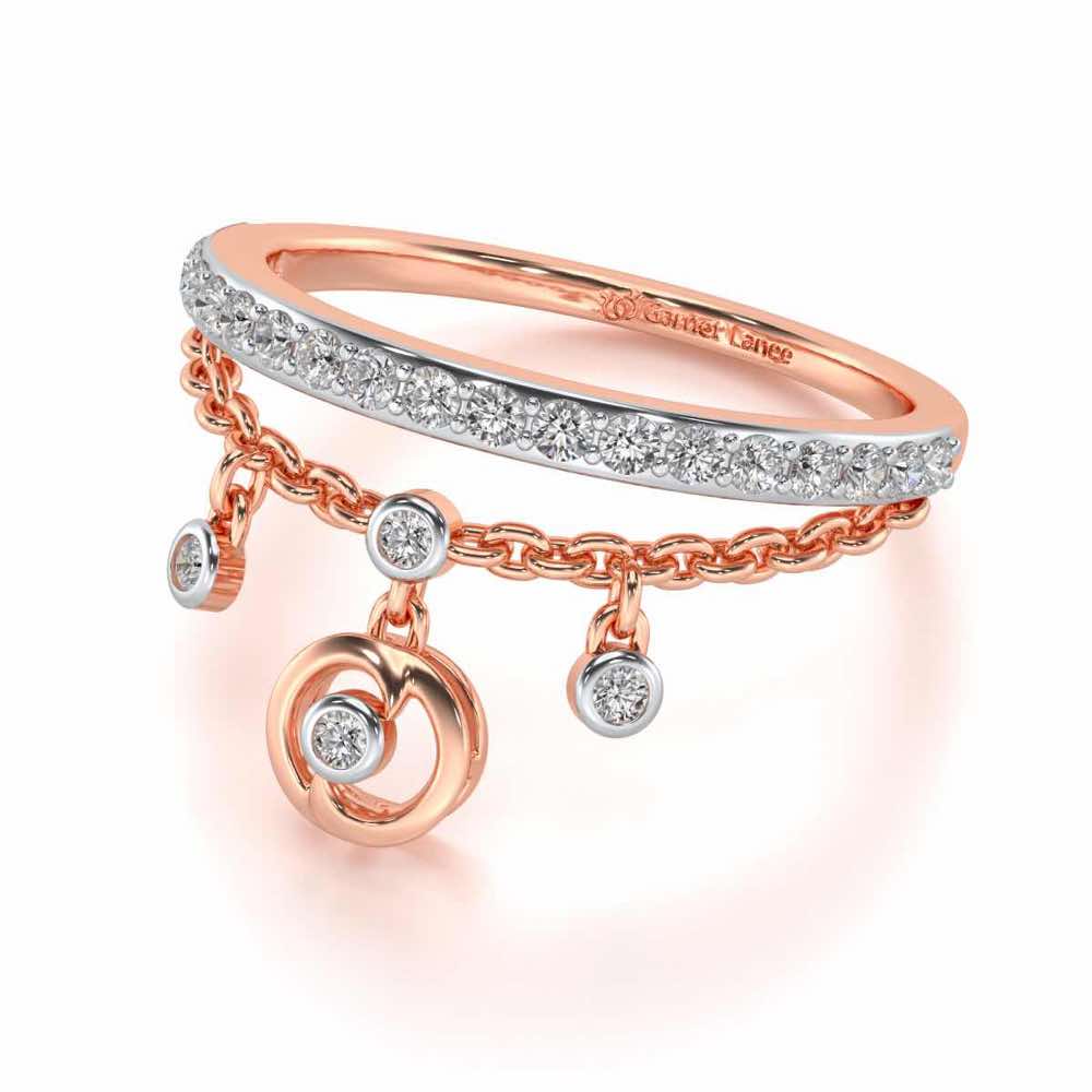 Tri Hanging Drop Silver Ring - Rose Gold - Image 3