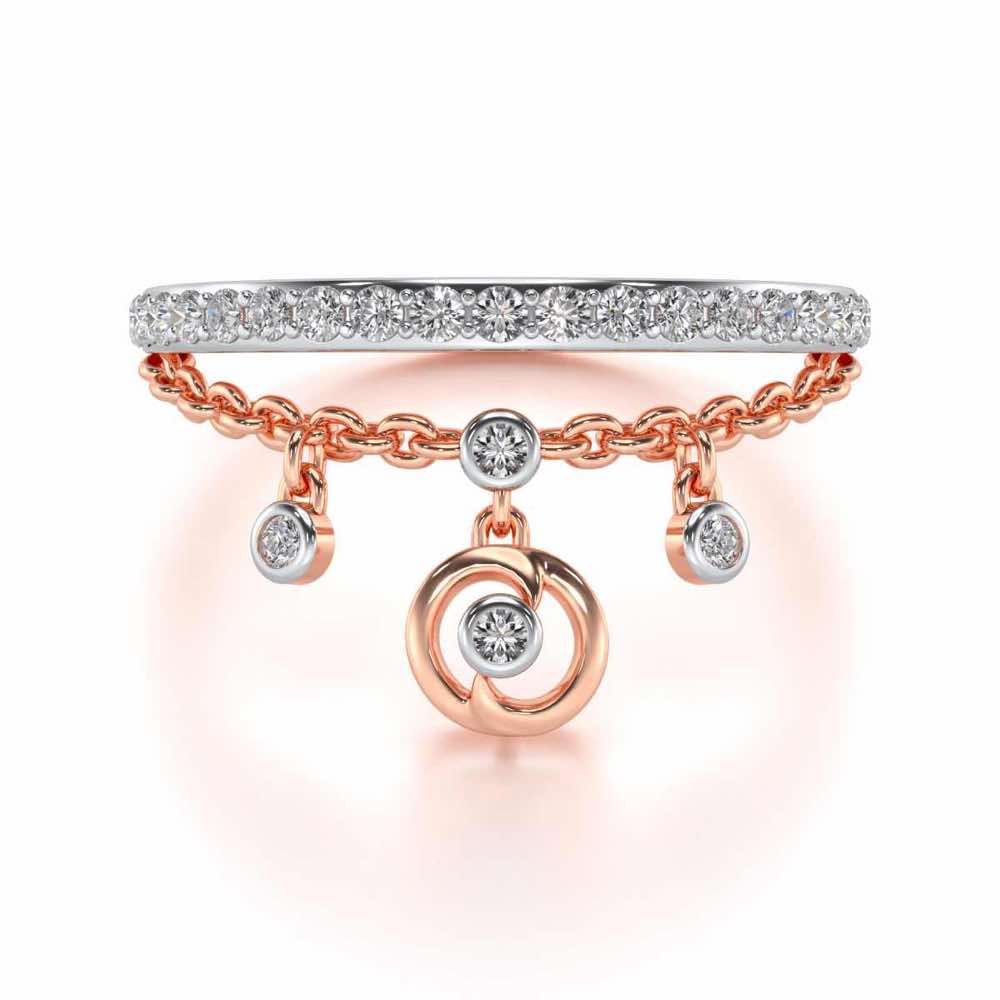 Tri Hanging Drop Silver Ring - Rose Gold - Image 5