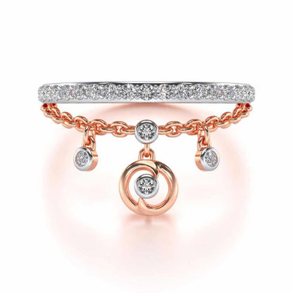 Tri Hanging Drop Silver Ring - Rose Gold - Image 5