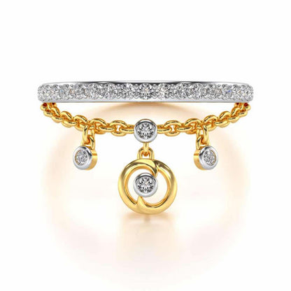 Tri Hanging Drop Silver Ring - Yellow Gold - Image 5