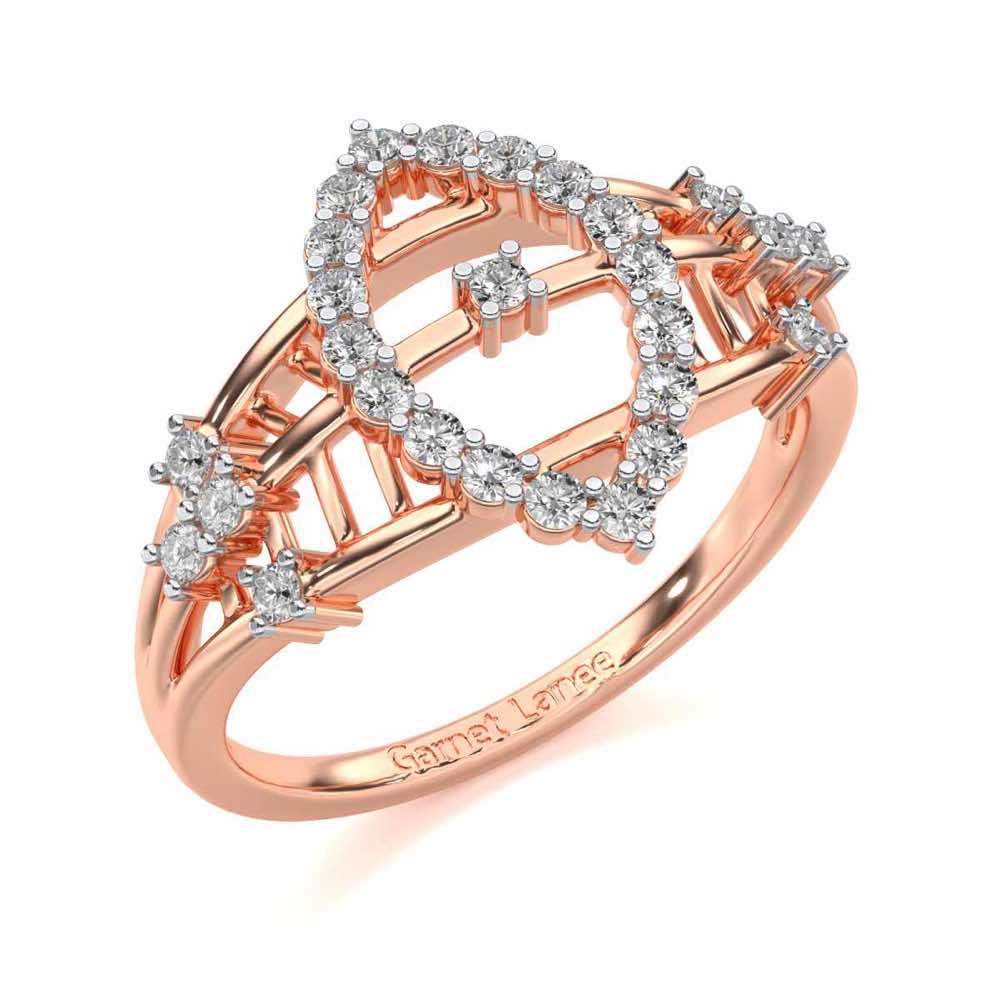 Tri-Heart Lattice Silver Ring - Rose Gold - Image 1