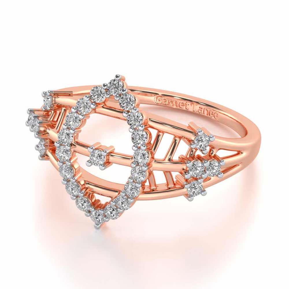 Tri-Heart Lattice Silver Ring - Rose Gold - Image 2