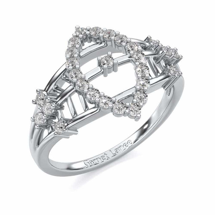 Tri-Heart Lattice Silver Ring - White Gold - Image 1