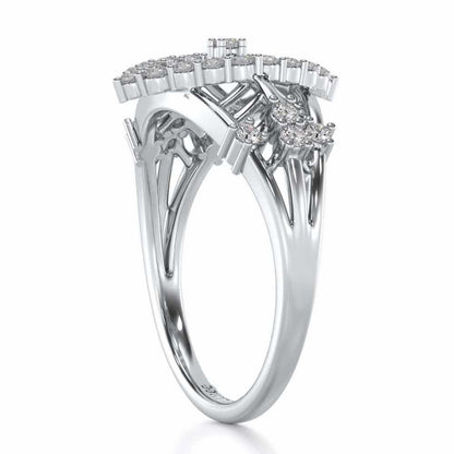 Tri-Heart Lattice Silver Ring - White Gold - Image 3