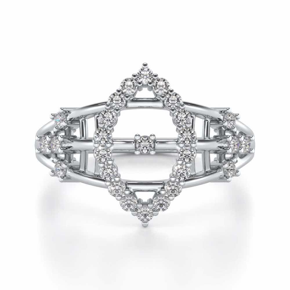 Tri-Heart Lattice Silver Ring - White Gold - Image 4