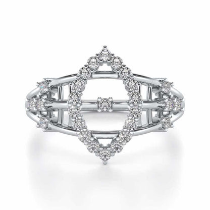 Tri-Heart Lattice Silver Ring - White Gold - Image 4