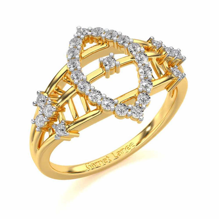 Tri-Heart Lattice Silver Ring - Yellow Gold - Image 1