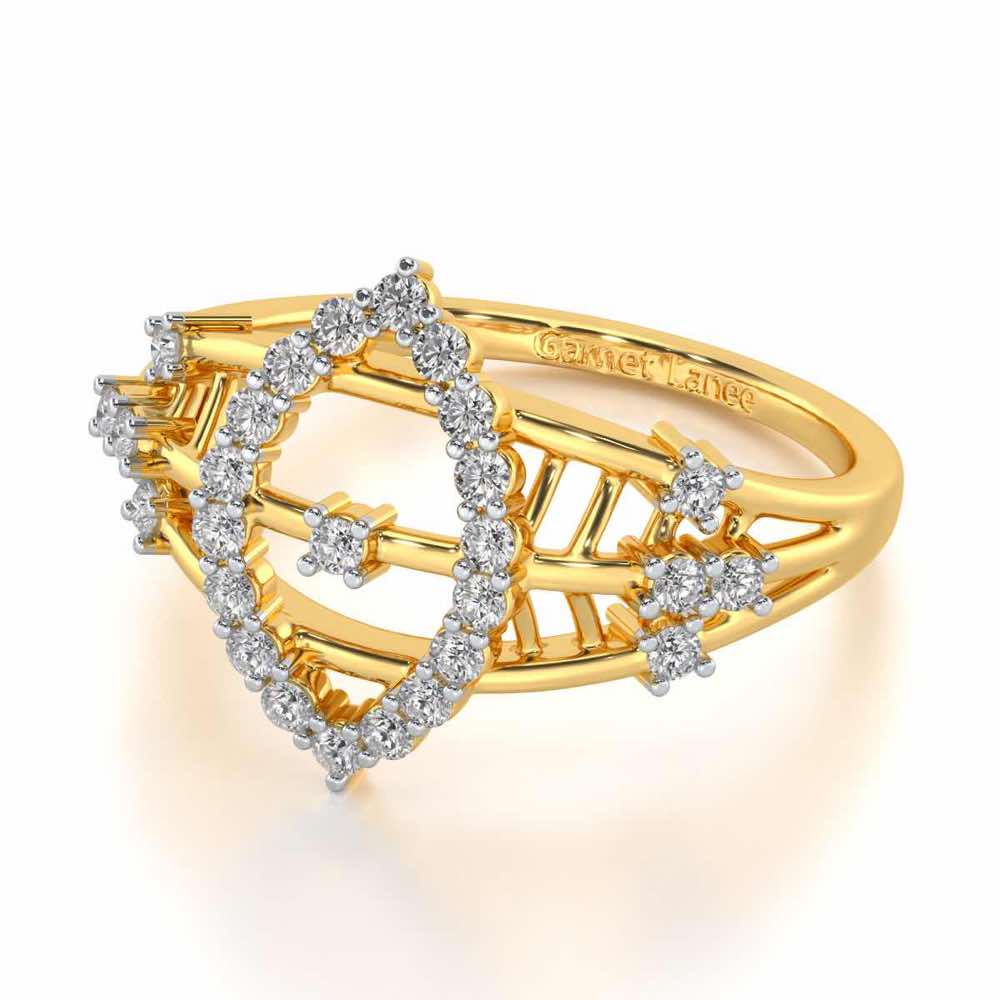 Tri-Heart Lattice Silver Ring - Yellow Gold - Image 2