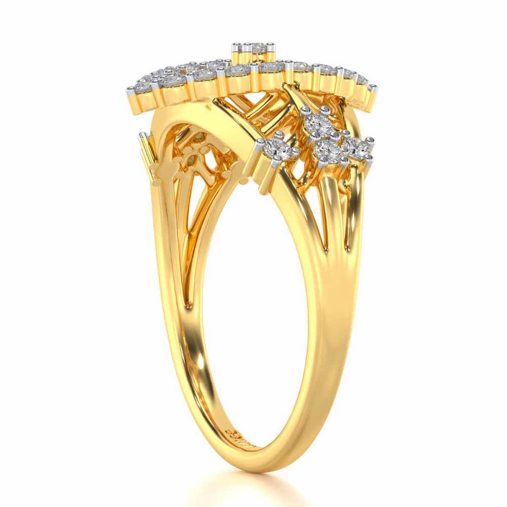 Tri-Heart Lattice Silver Ring - Yellow Gold - Image 3