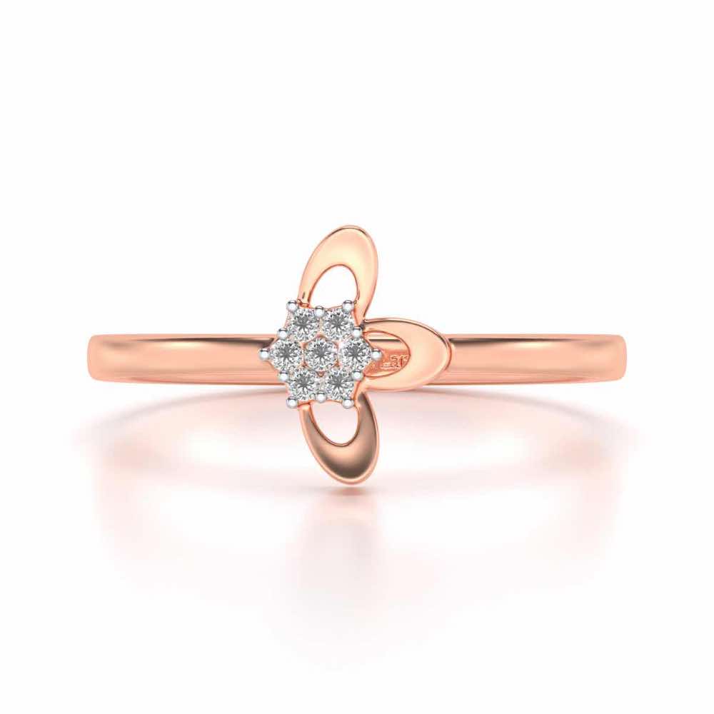 Tri-Petal Silver Ring - Rose Gold - Image 4