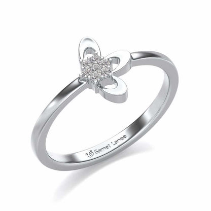 Tri-Petal Silver Ring - White Gold - Image 1