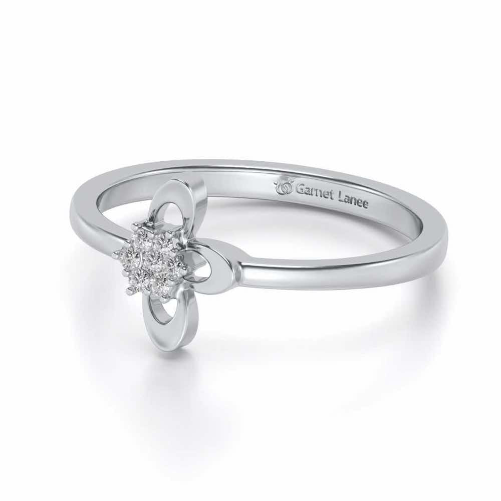 Tri-Petal Silver Ring - White Gold - Image 2