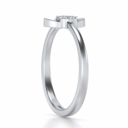 Tri-Petal Silver Ring - White Gold - Image 3