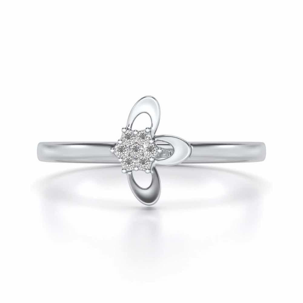 Tri-Petal Silver Ring - White Gold - Image 4