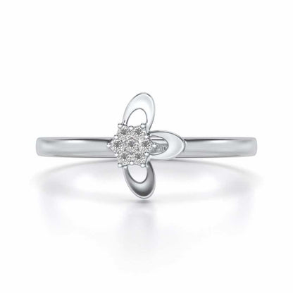 Tri-Petal Silver Ring - White Gold - Image 4