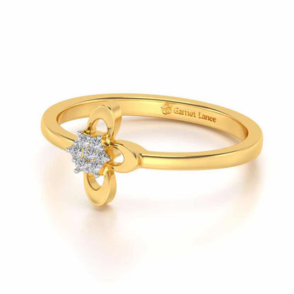 Tri-Petal Silver Ring - Yellow Gold - Image 2