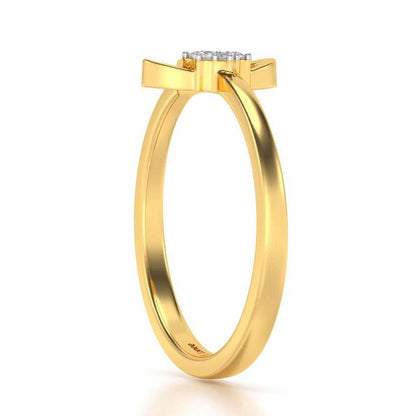 Tri-Petal Silver Ring - Yellow Gold - Image 3