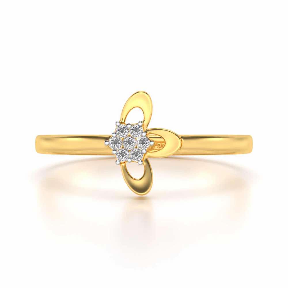 Tri-Petal Silver Ring - Yellow Gold - Image 4