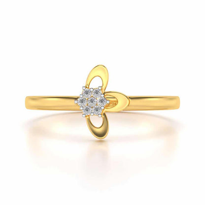 Tri-Petal Silver Ring - Yellow Gold - Image 4