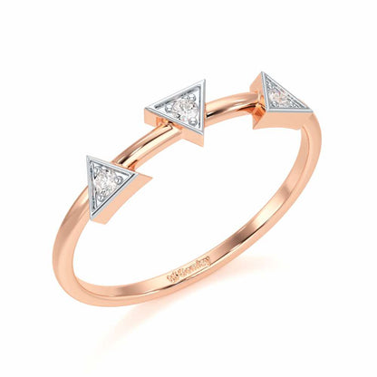 Triangle Trio Silver Ring - Rose Gold - Image 1