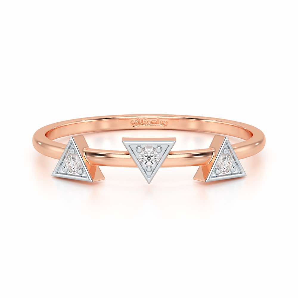 Triangle Trio Silver Ring - Rose Gold - Image 4