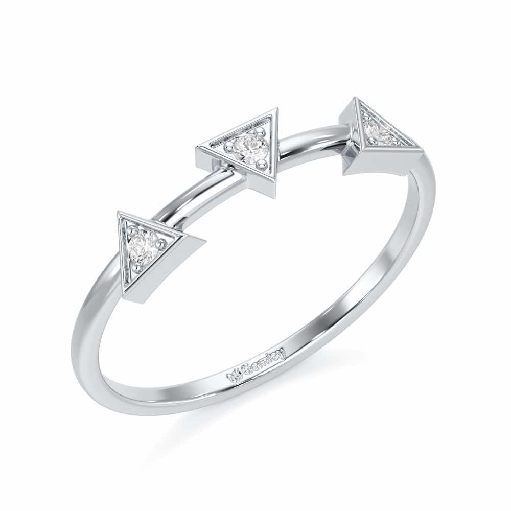 Triangle Trio Silver Ring - White Gold - Image 1