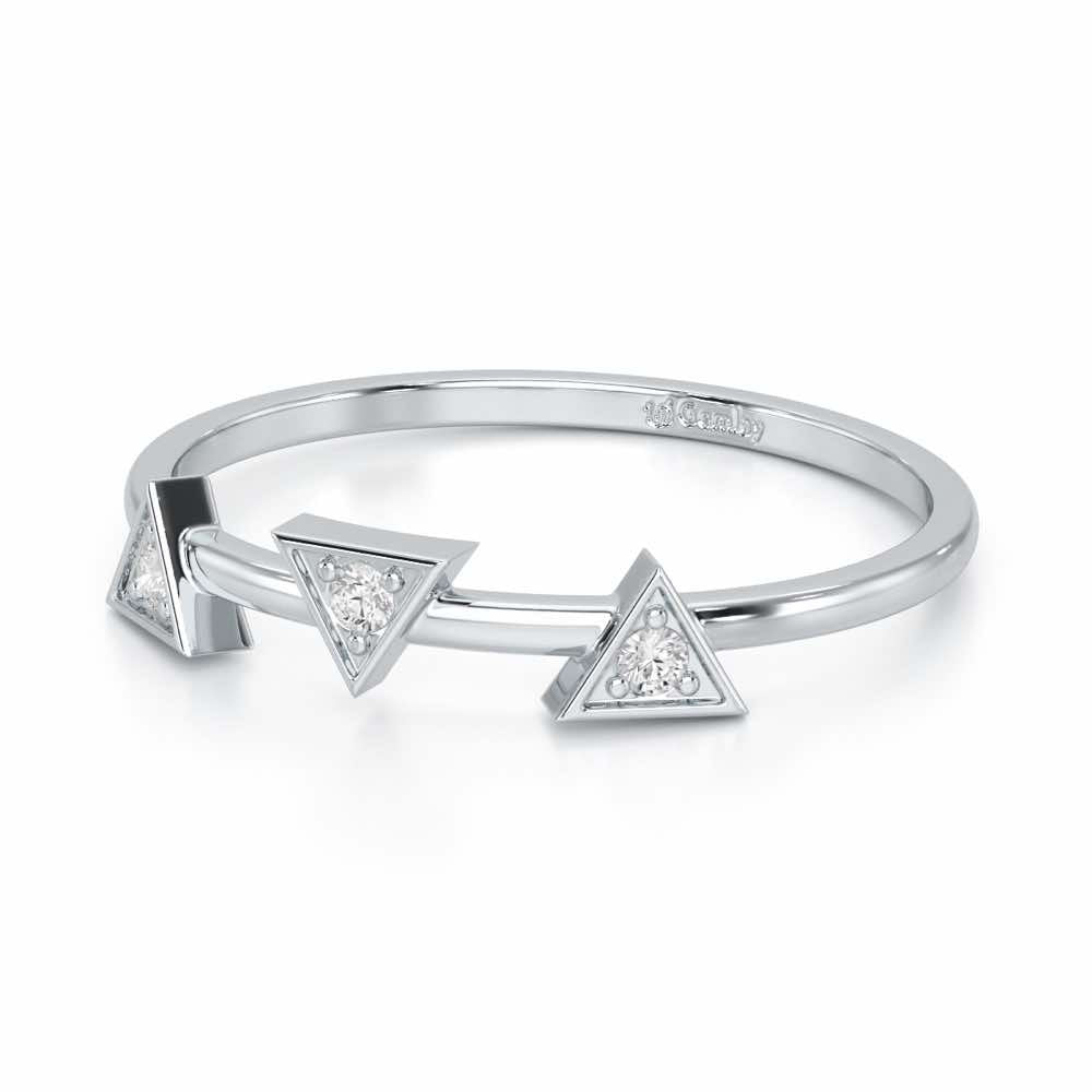 Triangle Trio Silver Ring - White Gold - Image 2