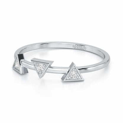 Triangle Trio Silver Ring - White Gold - Image 2