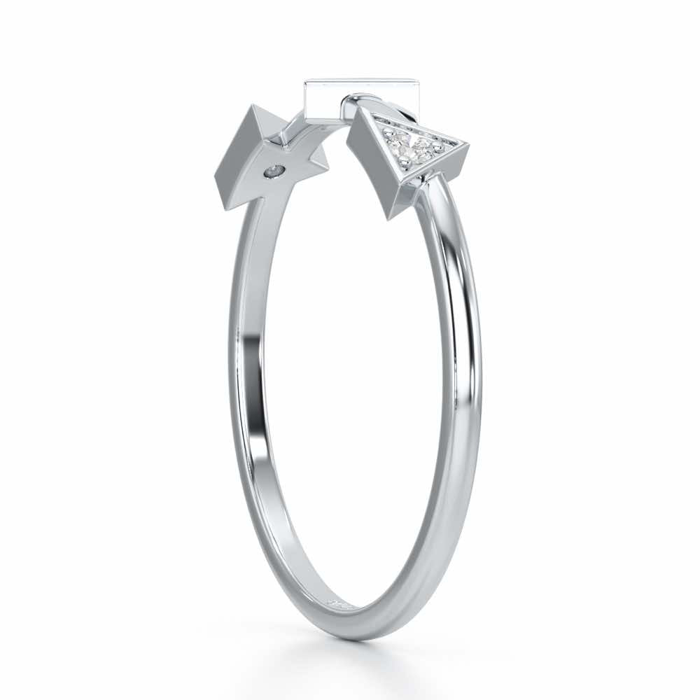 Triangle Trio Silver Ring - White Gold - Image 3