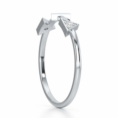 Triangle Trio Silver Ring - White Gold - Image 3