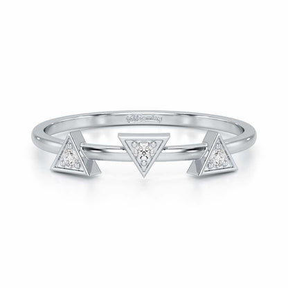 Triangle Trio Silver Ring - White Gold - Image 4