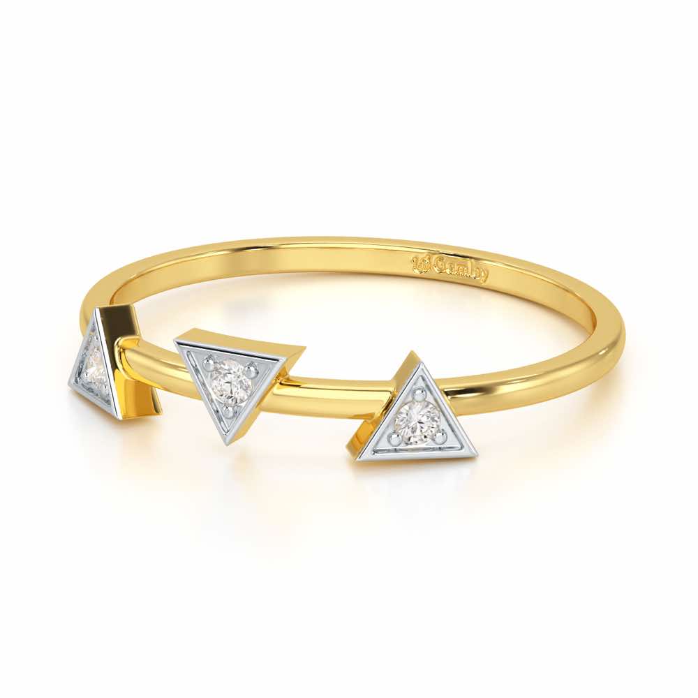 Triangle Trio Silver Ring - Yellow Gold - Image 2