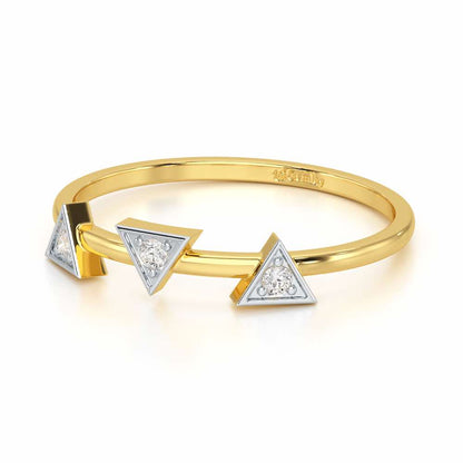 Triangle Trio Silver Ring - Yellow Gold - Image 2