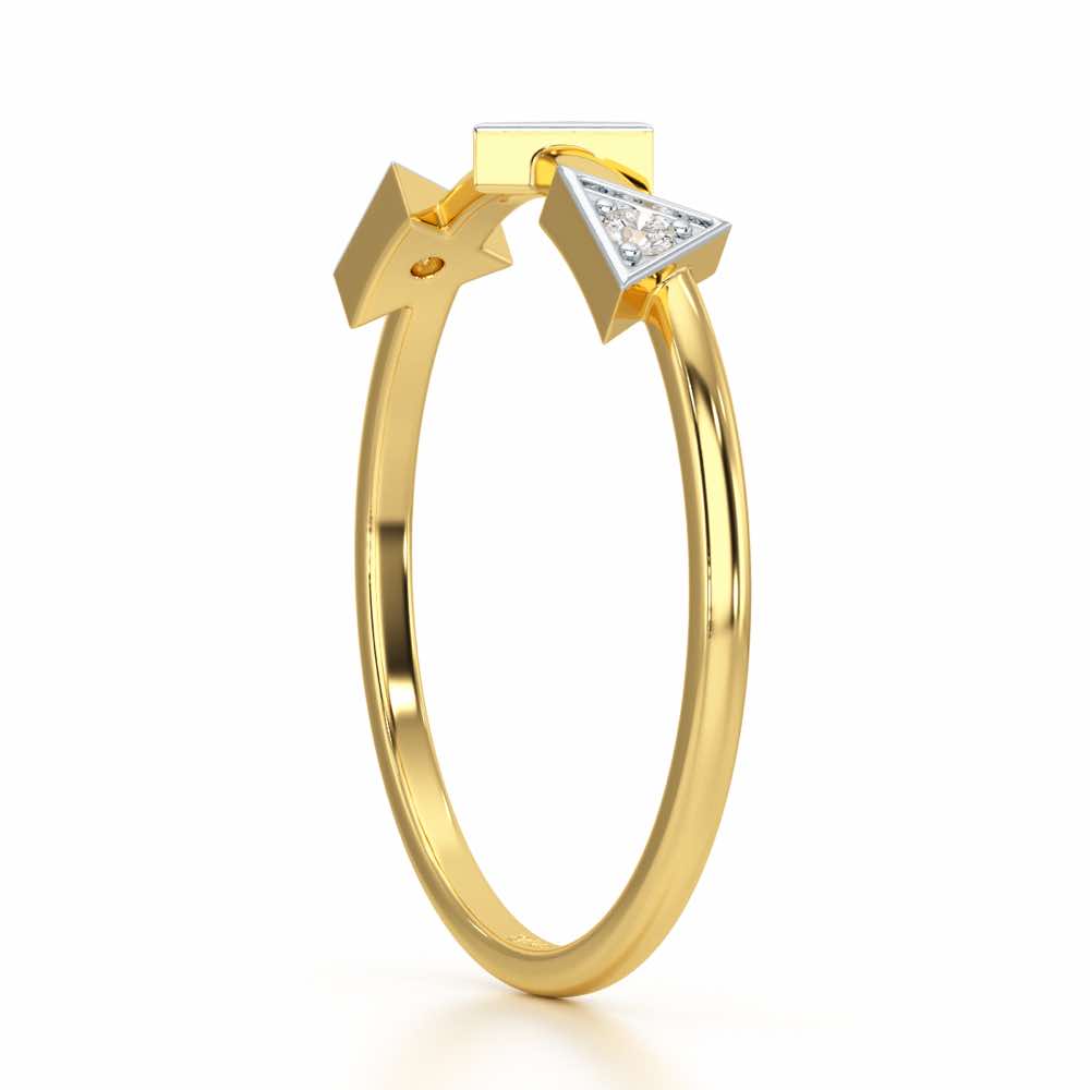 Triangle Trio Silver Ring - Yellow Gold - Image 3