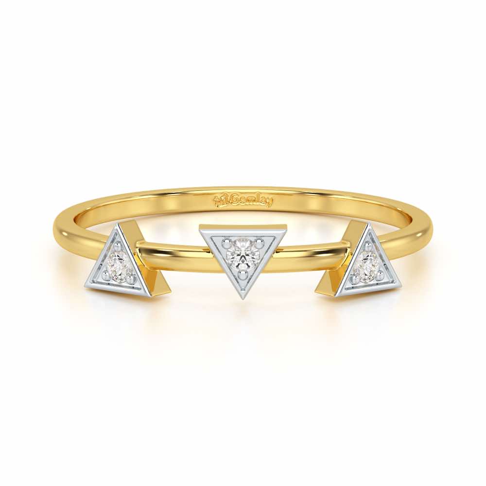 Triangle Trio Silver Ring - Yellow Gold - Image 4