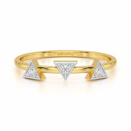 Triangle Trio Silver Ring - Yellow Gold - Image 4