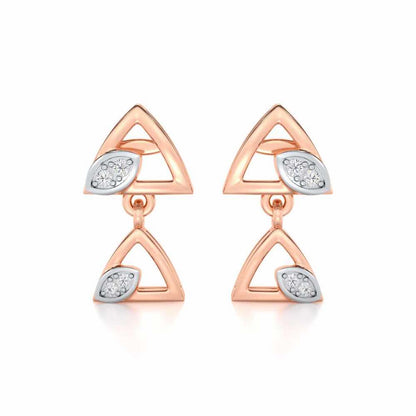 Triangle eyes Silver Earrings - Rose Gold - Image 1