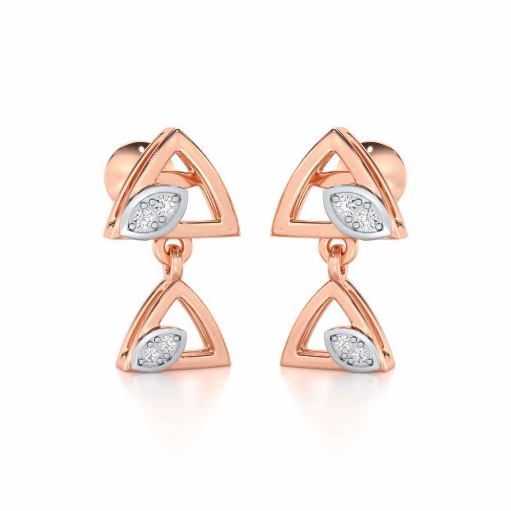 Triangle eyes Silver Earrings - Rose Gold - Image 2