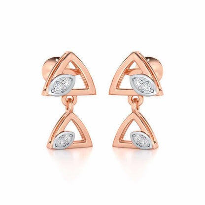 Triangle eyes Silver Earrings - Rose Gold - Image 2