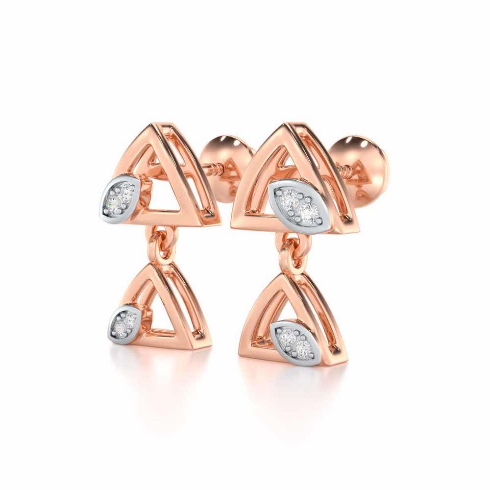 Triangle eyes Silver Earrings - Rose Gold - Image 3
