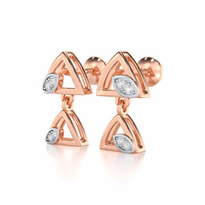 Triangle eyes Silver Earrings - Rose Gold - Image 3