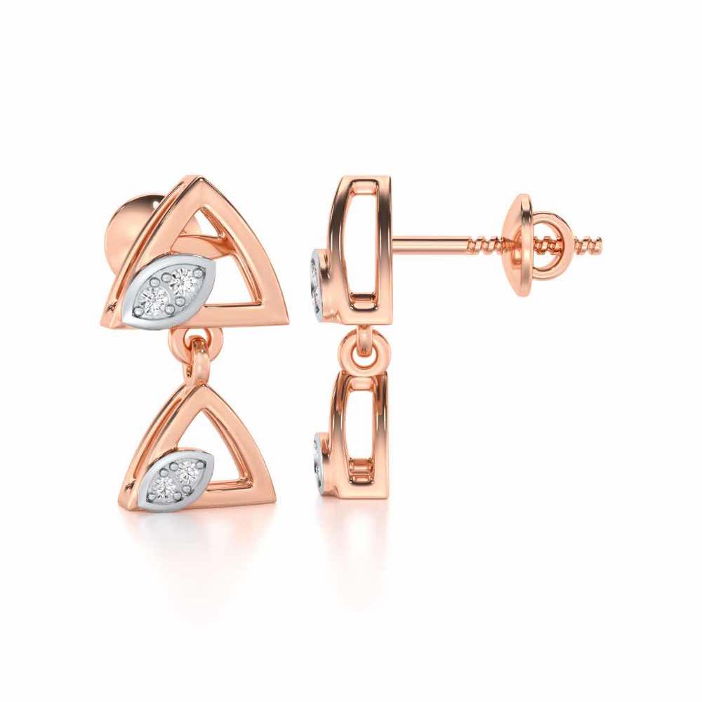 Triangle eyes Silver Earrings - Rose Gold - Image 4
