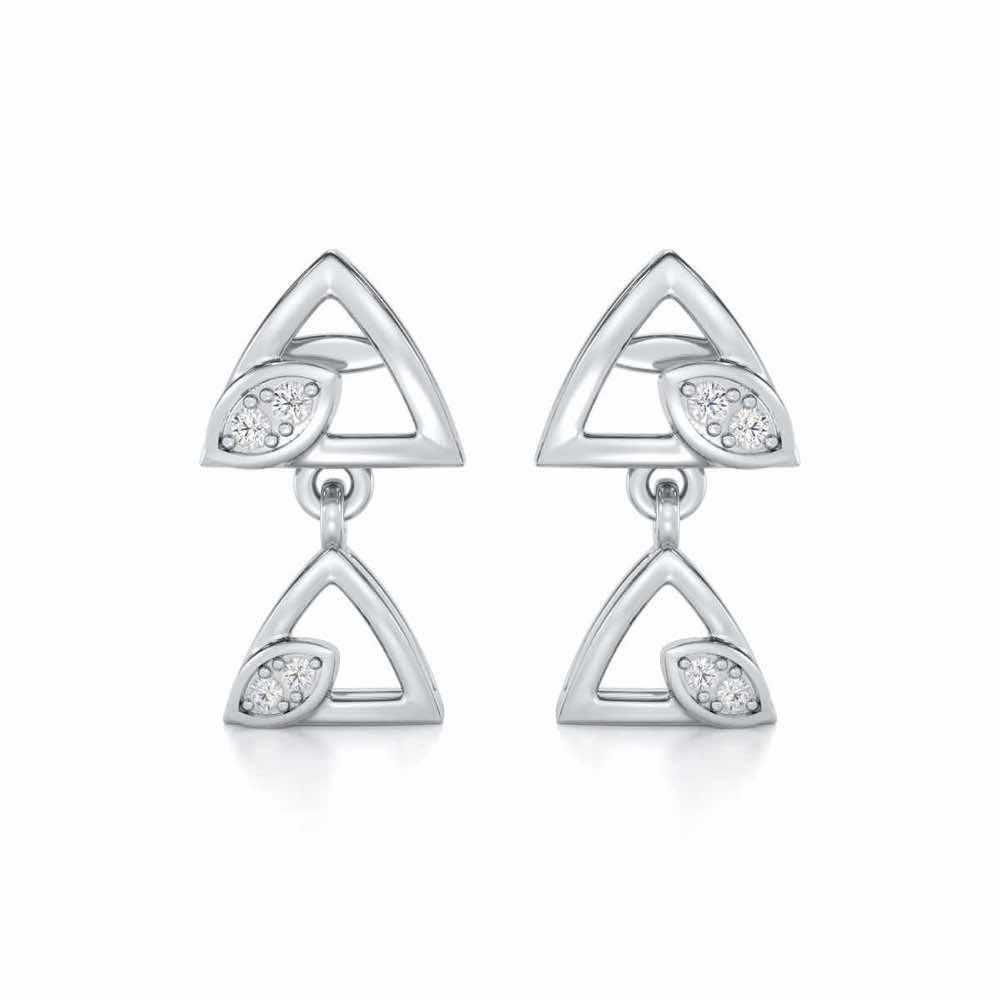 Triangle eyes Silver Earrings - White Gold - Image 1
