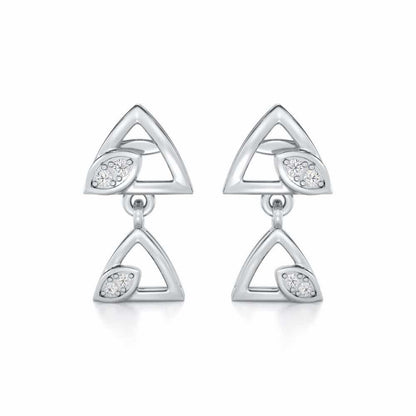 Triangle eyes Silver Earrings - White Gold - Image 1